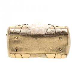Versace Gold Canvas and Leather Medusa Satchel
