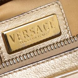 Versace Gold Canvas and Leather Medusa Satchel