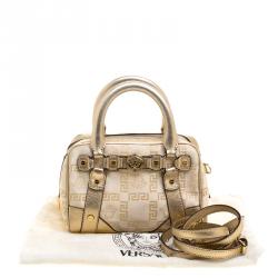 Versace Gold Canvas and Leather Medusa Satchel