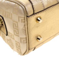 Versace Gold Canvas and Leather Medusa Satchel