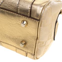 Versace Gold Canvas and Leather Medusa Satchel