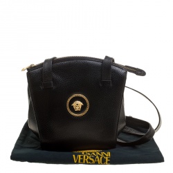 Pre Owned Versace Black Leather Medusa Shoulder Bag