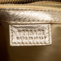 مملوكة مسبقًا Versace Blue/Gold Fabric and Leather Snap Out Of It Satchel