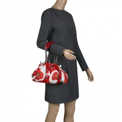 مملوكة مسبقًا Versace Multicolor Printed Canvas and Patent Leather Madonna Framed Satchel