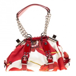 مملوكة مسبقًا Versace Multicolor Printed Canvas and Patent Leather Madonna Framed Satchel