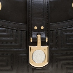 Pre Owned حقيبة ك تف فرساتشي كوتور جلد لامعة مبطنة سوداء