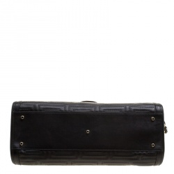 Pre Owned حقيبة كتف فرساتشي كوتور جلد لامعة مبطنة سوداء