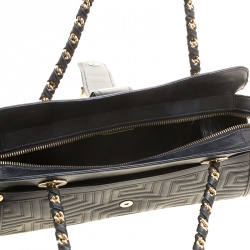 Pre Owned حقيبة كتف فرساتشي كوتور جلد لامعة مبطنة سوداء