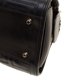 Pre Owned حقيبة كتف فرساتشي كوتور جلد لامعة مبطنة سوداء