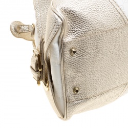 Pre Owned Versace White/Light Gold Canvas and Leather Satchel 
