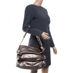 Versace Metallic Grey Leather Hobo