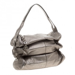 Versace Metallic Grey Leather Hobo