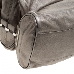 Versace Metallic Grey Leather Hobo