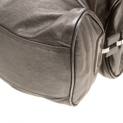 Versace Metallic Grey Leather Hobo