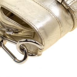 Pre Owned حقيبة كلتش فرساتشي جلد ذهبية فاتحة