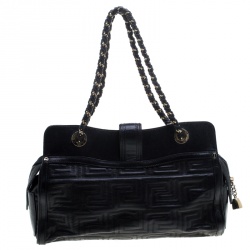 Versace Black Quilted Leather Tote