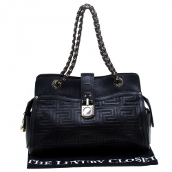 Pre Owned Versace Black Quilted Leather Tote