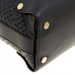 Pre Owned حقيبة يد فرساتشي مدوسا جلد منقوشة سوداء