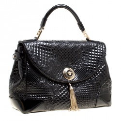 Versace Black Patent Leather Altea Top Handle Bag