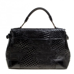 Versace Black Patent Leather Altea Top Handle Bag