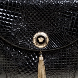 Versace Black Patent Leather Altea Top Handle Bag
