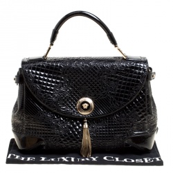 Versace Black Patent Leather Altea Top Handle Bag
