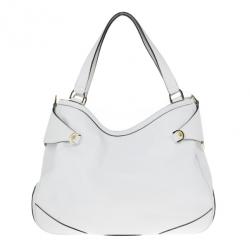 Pre Owned Versace White Leather Zip Tote Large