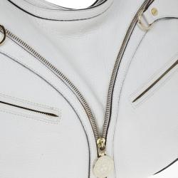 Pre Owned Versace White Leather Zip Tote Large