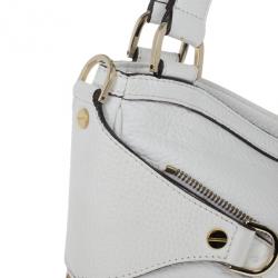 Pre Owned Versace White Leather Zip Tote Large