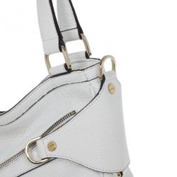 Pre Owned Versace White Leather Zip Tote Large