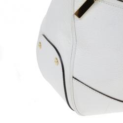 Pre Owned Versace White Leather Zip Tote Large