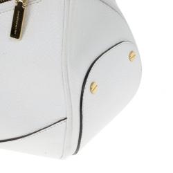 Pre Owned Versace White Leather Zip Tote Large