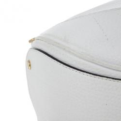 Pre Owned Versace White Leather Zip Tote Large