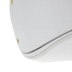 Pre Owned Versace White Leather Zip Tote Large