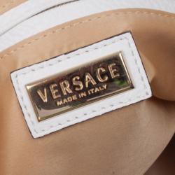 Pre Owned Versace White Leather Zip Tote Large