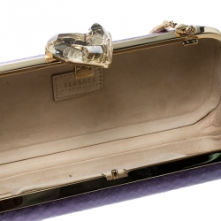 Pre Owned Versace Purple Python Box Clutch