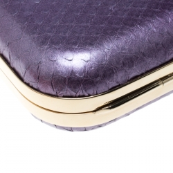 Pre Owned Versace Purple Python Box Clutch
