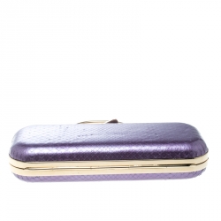 Pre Owned Versace Purple Python Box Clutch