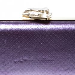 Pre Owned Versace Purple Python Box Clutch
