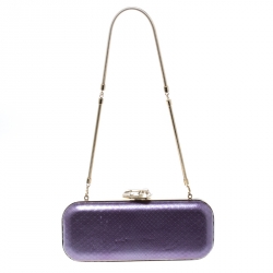 Pre Owned Versace Purple Python Box Clutch