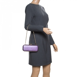 Pre Owned Versace Purple Python Box Clutch