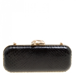 مملوكة مسبقًا Versace Black Python Box Clutch