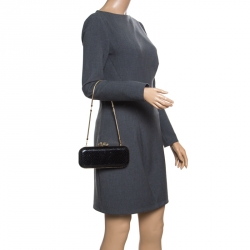 مملوكة مسبقًا Versace Black Python Box Clutch