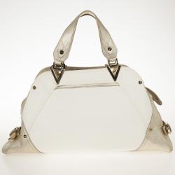 Pre Owned Versace Jumbo White Logo Jacquard Bowler Bag