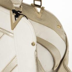 Pre Owned Versace Jumbo White Logo Jacquard Bowler Bag