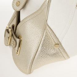 Pre Owned Versace Jumbo White Logo Jacquard Bowler Bag