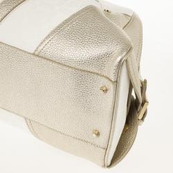 Pre Owned Versace Jumbo White Logo Jacquard Bowler Bag