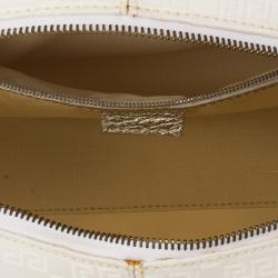 Pre Owned Versace Jumbo White Logo Jacquard Bowler Bag