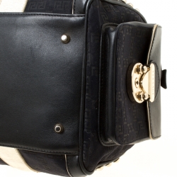 Pre Owned Versace Black Signature Fabric Studded Snap Out Of It Satchel 