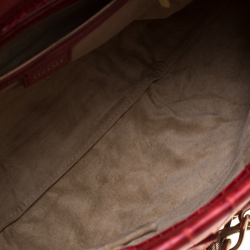 Versace Red Croc Embossed Leather Top Handle Bag